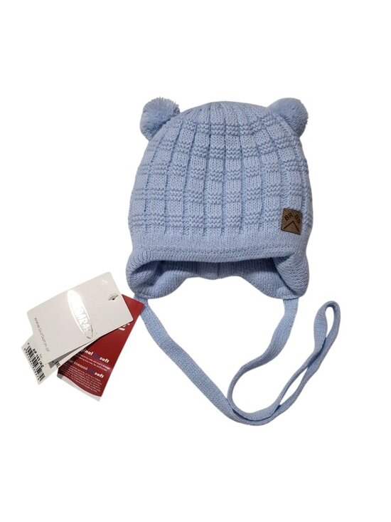 Barbaras Other - NEW Barbaras Light Blue Thick Knit Beanie Hat Bear Ears 0-3 Months 38-40